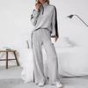 Women S Casual Two Piece Set Hooded Sweatshirt Wide Leg Pants Autumn High End Design
