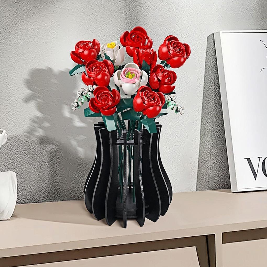 3D Wooden Puzzle Vase for Flowers Vase Bouquet Building Set DIY Wooden Puzzle Craft Hobbies Kit Home Bedroom Decor Gift