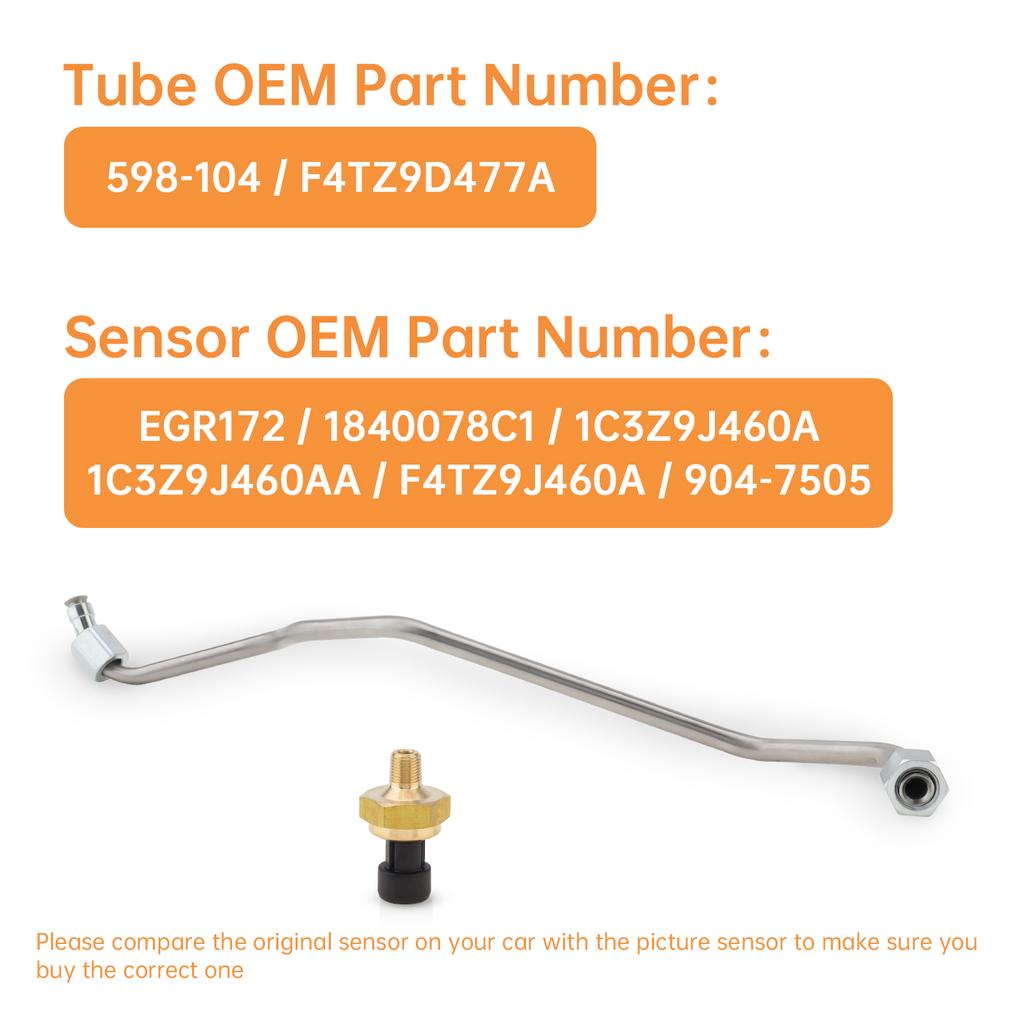 Exhaust Back Pressure Tube Sensor and Wire Kit Fit for 1837875C1  1C3Z9D477AA   F81Z9D477AA 598-114,Direct Replacement EBP Sensor Assembly