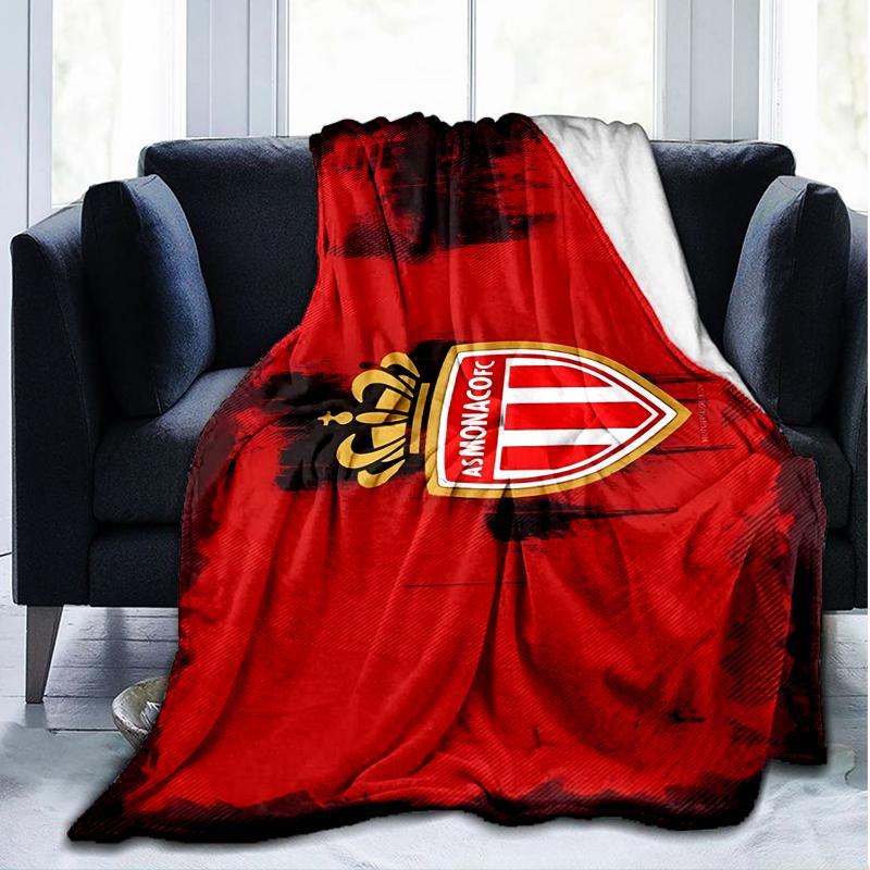 1PC Monaco Football club Printed Soft Flannel Blanket Throw for Adult Bedroom Living Room Sofa Camping Travel Fan gifts Christmas Gifts