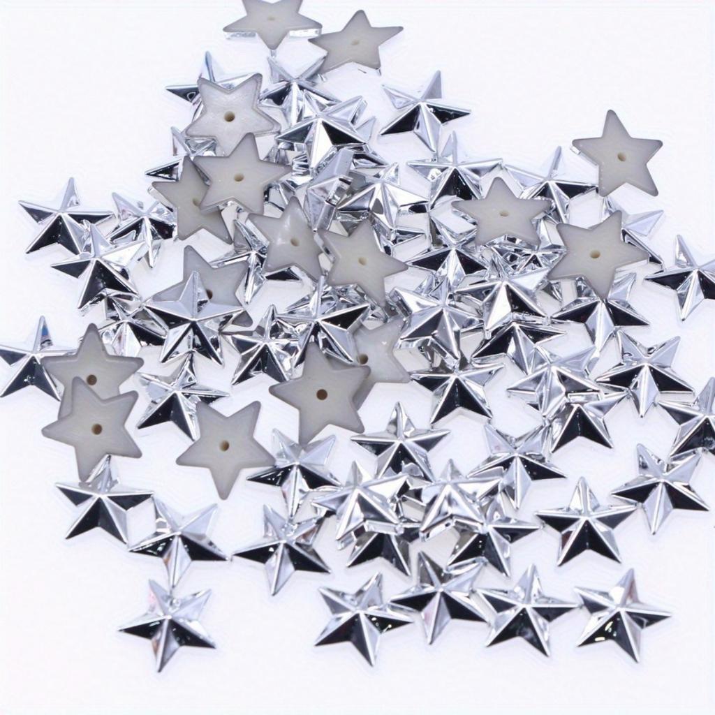 100 Acrylic Diamond Flat Bottom Gold and Silver Five-pointed Star DIY Production of Decorative Clothing Accessories Accessories