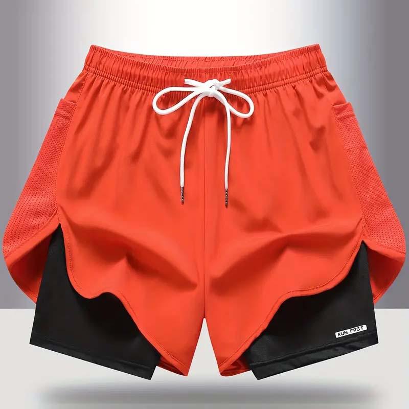 Women's Summer Quick-Dry Breathable Yoga Shorts with Faux Two-Piece Design