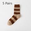 5 Pairs of Women's Autumn and Winter Trendy and Versatile Casual Cotton Striped Mid Calf Boneless Pile Socks