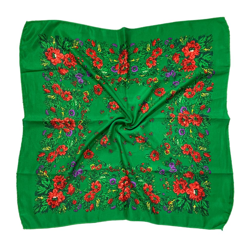 Women Square National Scarf 70*70Cm Russian Retro Floral Print Head Scarves Bandana Foulard Femme Muslim Headwrap Babushka Scarf
