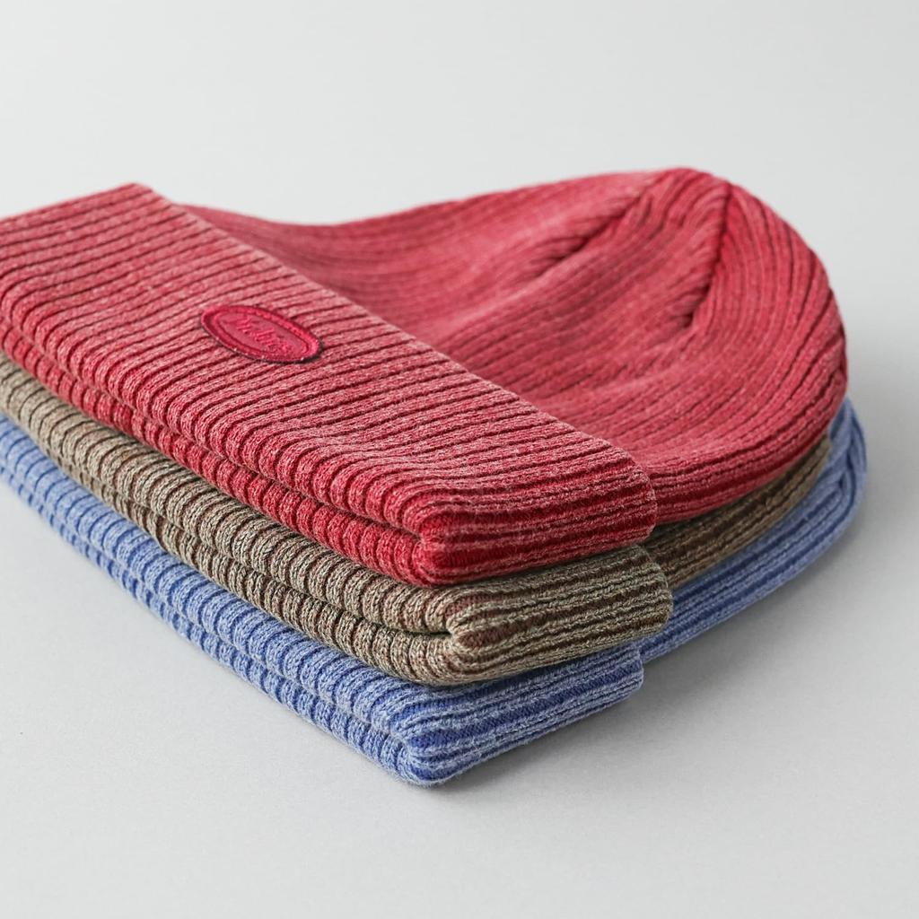Dickies Knit Cap Pigment Dyed Ribbed Logo Patch Beanie Unisex Acrylic Blue 874