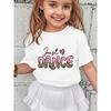 European Sizes Girls' Just Dance Letter & Heart Print T-Shirt - Cute Dance-Themed Top with Iconic, Round Neck Casual Summer Outfit for Dance Classes