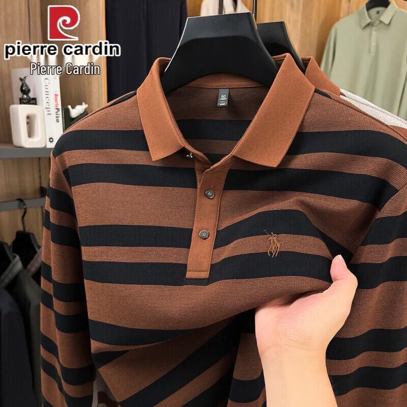 Pierre Cardin Men s Striped Lapel Polo Shirt L