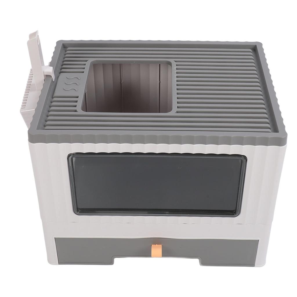 Enclosed Litter Box Foldable Top Entry Drawer Type Prevent Splashing Cat Toilet Box for Adult Cat