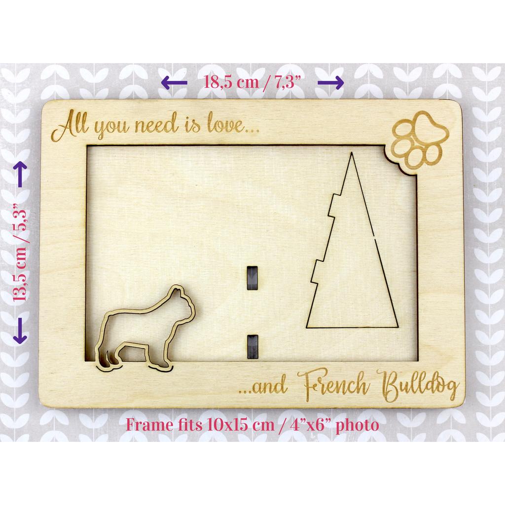 French Bulldog, Frenchie – Photo frame, engraved wooden frame | Art-Dog