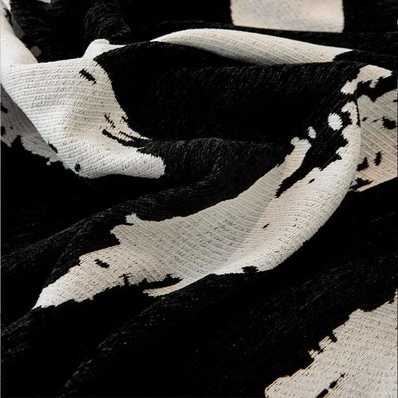 Line Art Chenille Sofa Cover Morden Style Universal Couch Towel for Living Room Soft Short Plush Orange Throw Blanket Slipcovers