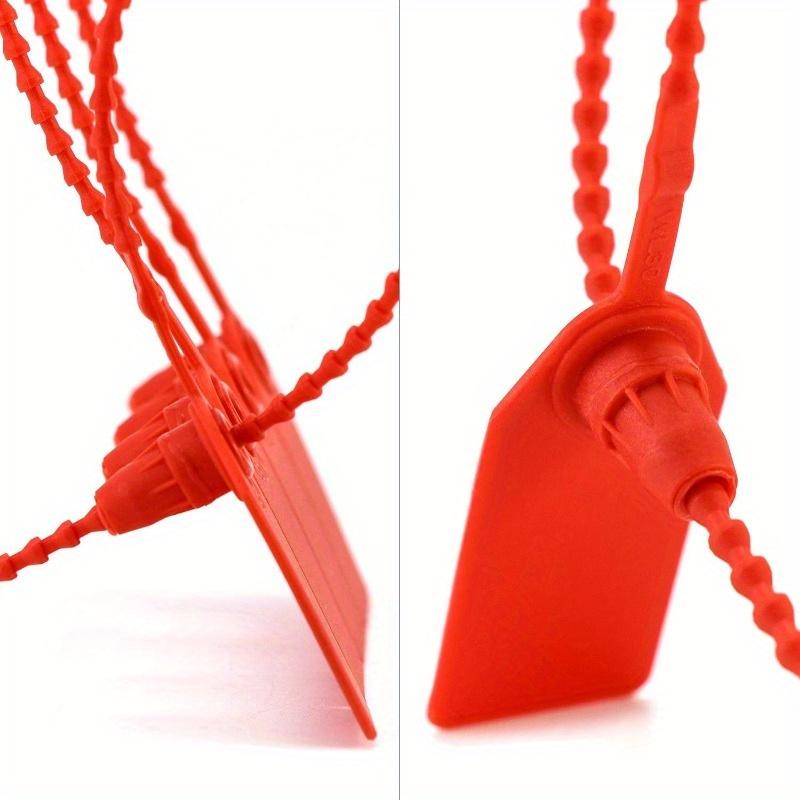 Kunststoff-Manipulationssicherungen, 100 Stück Manipulationssicherer selbstverriegelnder Sicherheits-Kabelbinder, Sicherheitsanhänger für Feuerlöscher und Brandschutz, 9-13/16" lang, Rot
