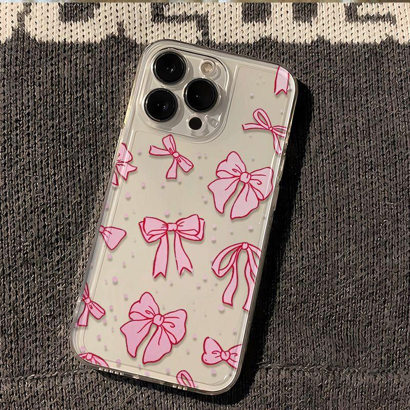 

Pink Polka Dot Bow Phone Case For Samsung Galaxy S26 S24 S25 S23 Ultra S22 S21 S20 Plus FE A50 A71 A72 A73 Fashion Back Cover Galaxy S26 Edge