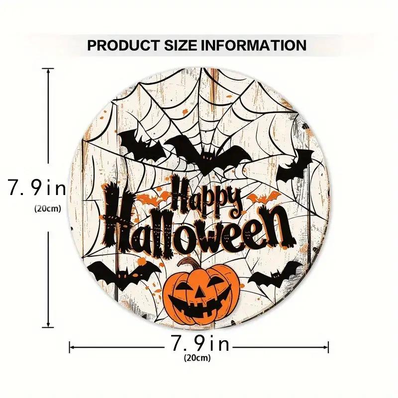 Pumpkin Wood Sign: Halloween Round Craft Door Pendant