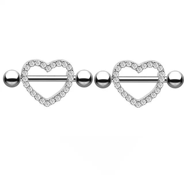 Rosa Herz Brustwarzenpiercing Stange Set Glänzende Kristall Brustwarzenringe Großpackung Für Frauen Blume Brustwarzen Schmuck Packung Piercing Teton Mengen