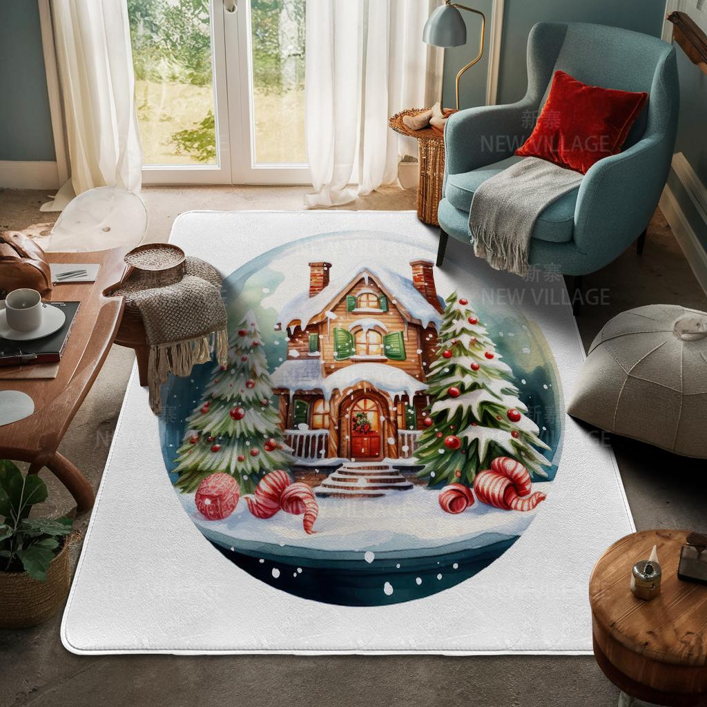 House Entrance Carpet Home Door Mat Living Room Bath Foot Bathroom Non-slip Water Absorption Rugs Bath Merry Christmas Winter