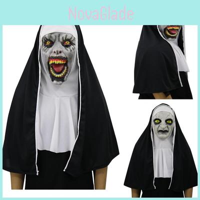 Terrifying The Nun Horror Mask Valak Scary Full Face Design With Headscarf