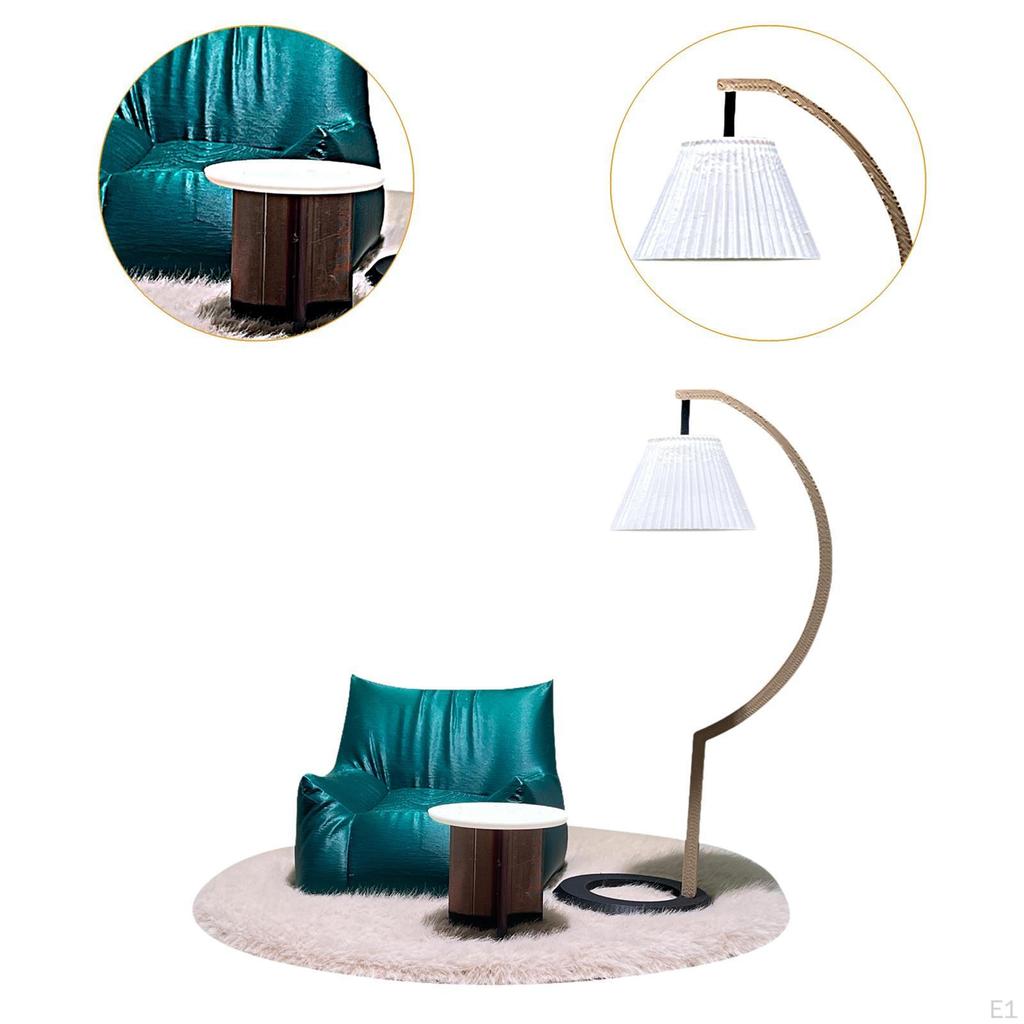 Dollhouse Furniture Set,1/12 Sofa Floor Lamp Coffee Table and Carpet Creative Simulation Kids Gift