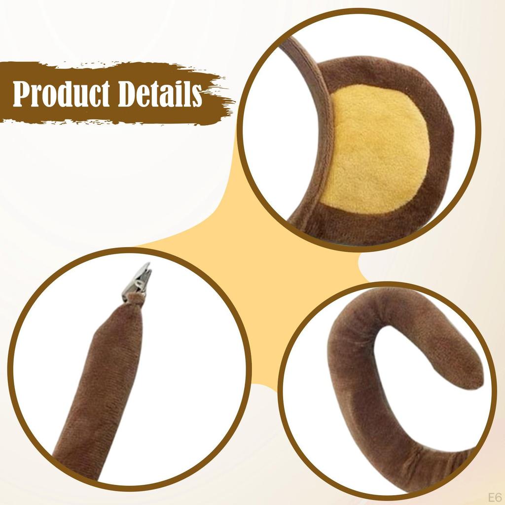 Zestaw Uszu i Ogonu Małpy Uroczy, Akcesoria Kostiumowe na Imprezy Tematyczne Zwierzęta