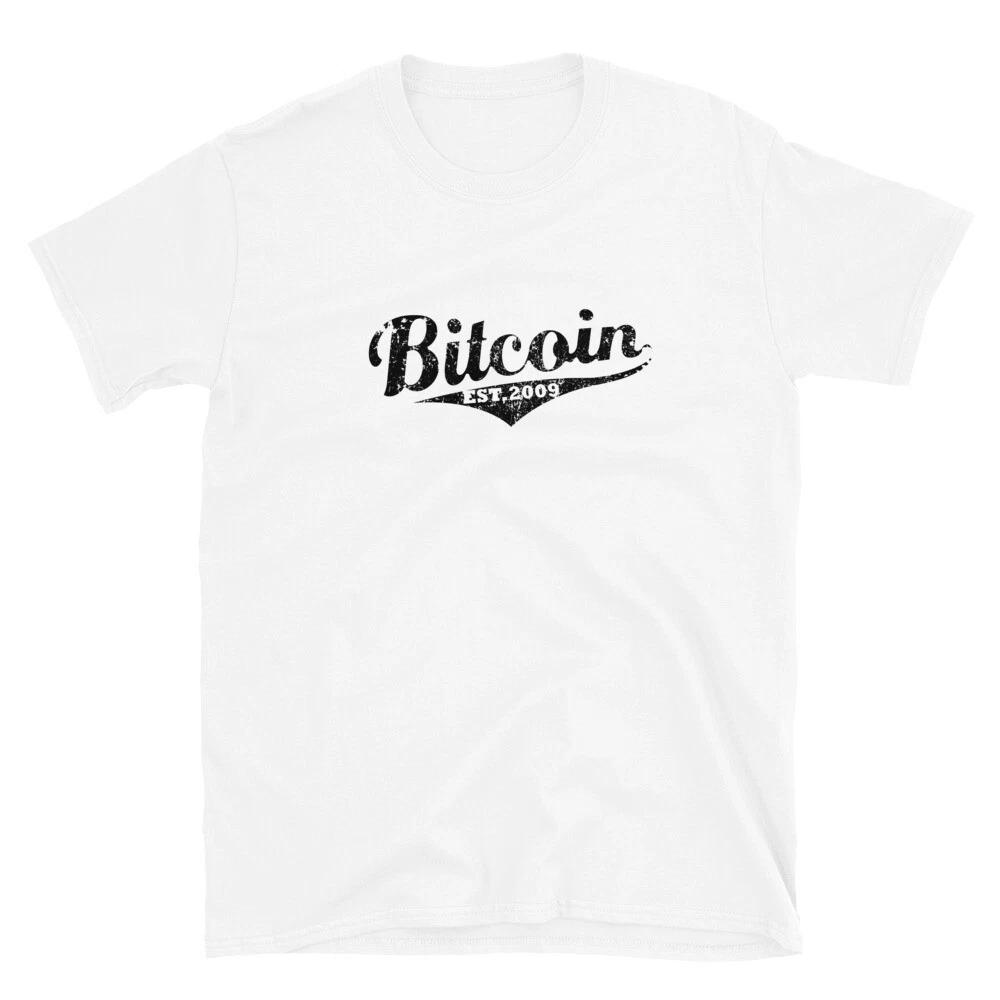 Bitcoin Retro Logo black vintage distressed T- Shirt BTC Crypto Trader Gift Tee L