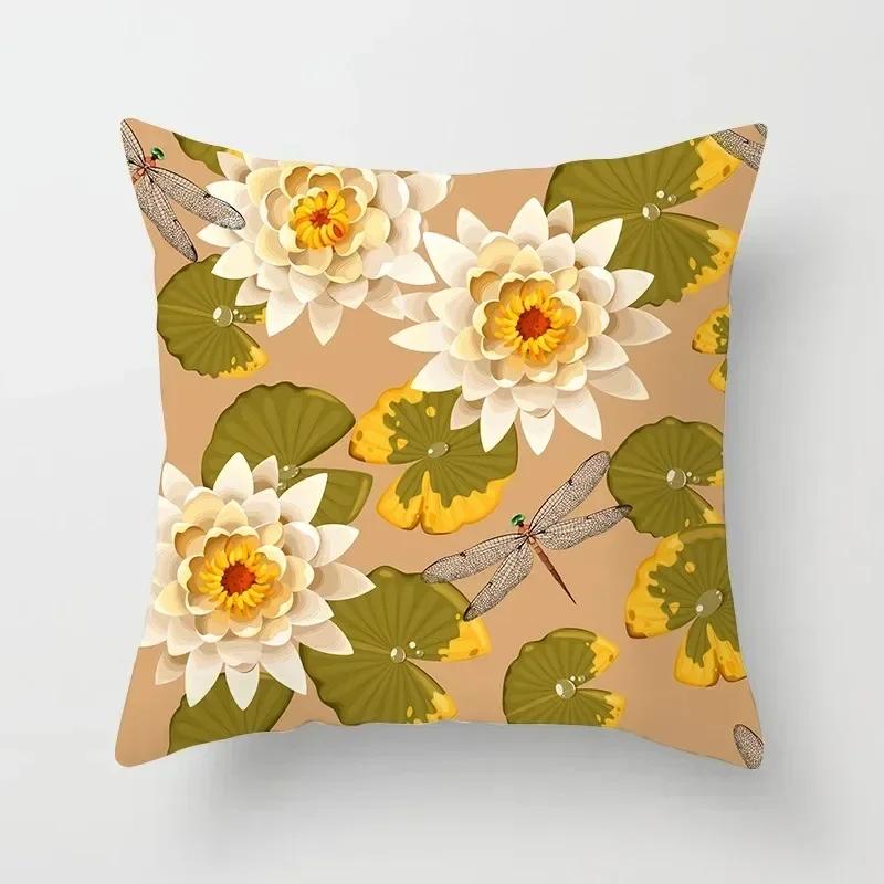 Luxury Home Decor Pillowcase Simple Red Pink Flower Pattern Cushion Cover Living Room Sofa Cushion Cover