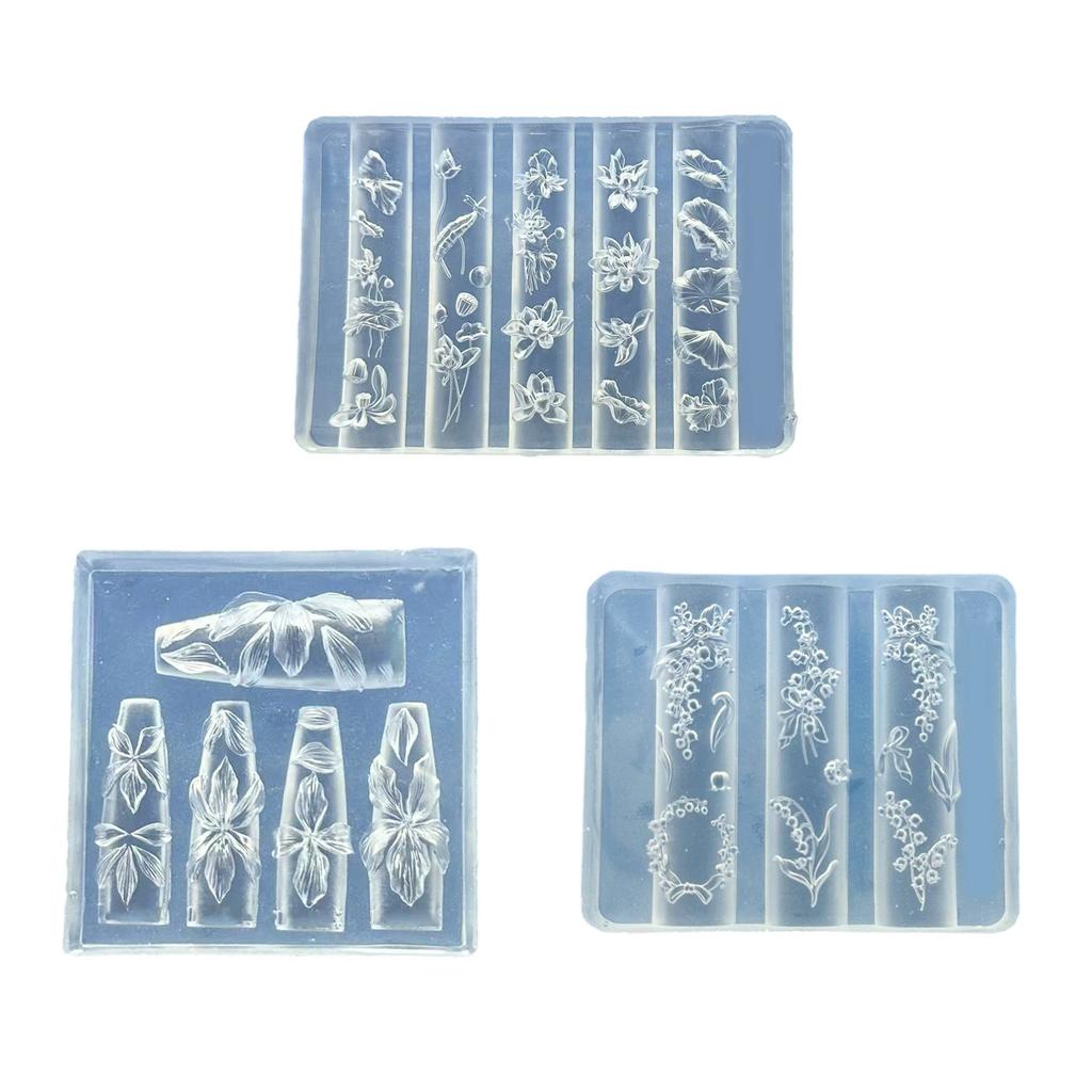 Silicone Mould for Embossed Nail Art Stickers Intricate Floral Lace Bowknot Designs Crafting Easy Application
