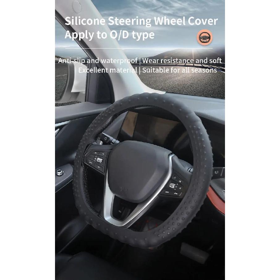 Silicone Steering Wheel Cover Suitable for 38cm Diameter Car Accessories Interior Steering Wheel Protective Decoration Universal