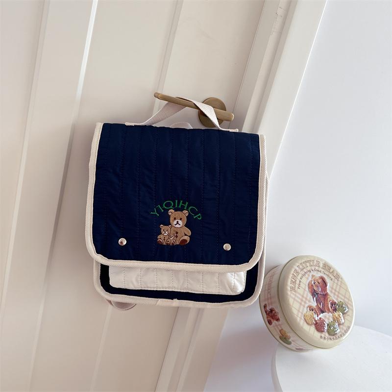 

College Style Boys And Girls Backpack Lock Edge Foreign Style Sewing Line Flip Cover Student Schoolbag Fashion Parent-Child Backpack