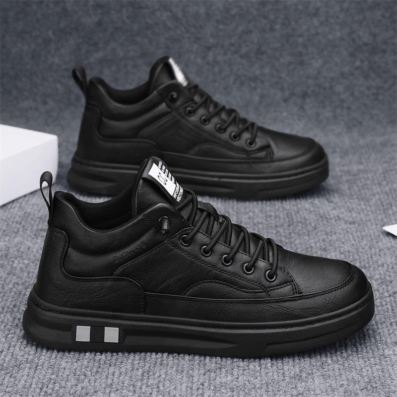 Men s Best-selling New Style Casual Soft-soled Shoes, Versatile Sports Leather Shoes 44 чёрный