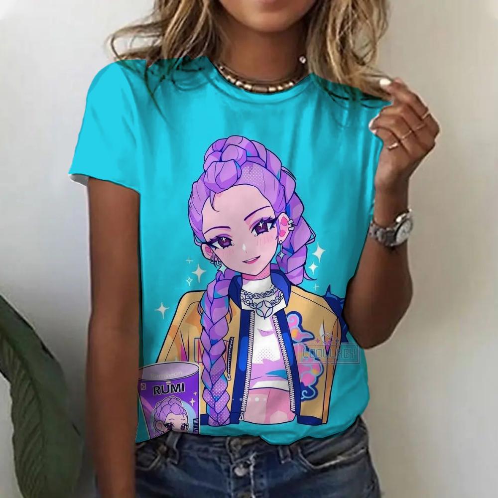 

Футболки с графикой в стиле аниме, забавные K-pop, охотники на демонов, 3D-принт, летняя мода, с круглым вырезом, с коротким рукавом XXXL