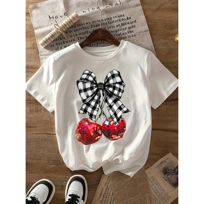 

Хлопковая свободная модная футболка с круглым вырезом и короткими рукавами женская S