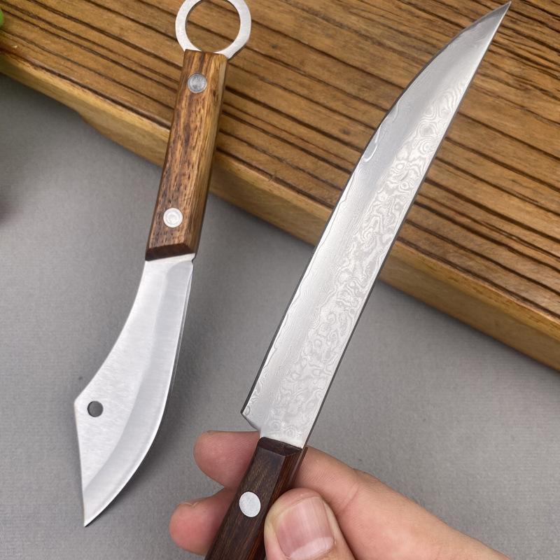 67-lagiges Geschmiedetes Damaszenerstahl Steak-Set Klinge Scharf Schälmesser Obstmesser Glatter Massivholzhandgriff Ausbeinmesser