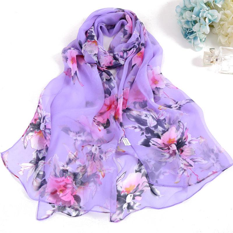 - Fashion Georgette Sunscreen Silk Scarf Beach Scarf Long Women'S Decorative Thin Silk Scarf Scarf