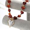 Vintage Amber Resin Heart Beads Choker Necklaces for Women Trendy Love Pendant Necklace Statement Jewelry Accessories Gift