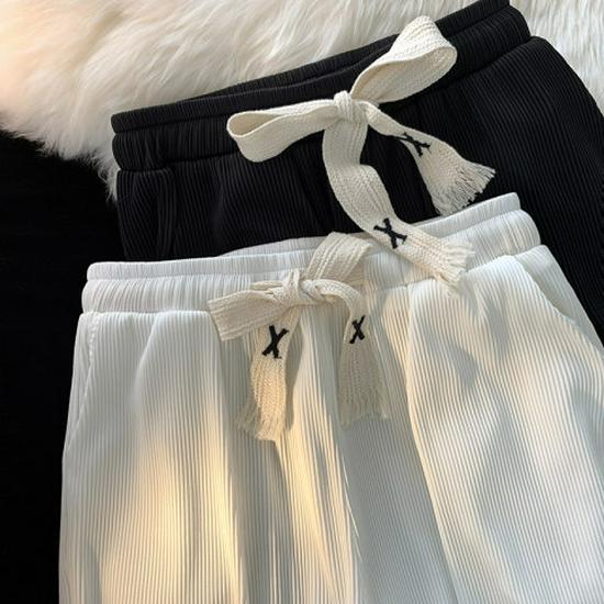 Women's Corduroy Straight-Leg Trousers - Plus Size, Slim, Wide-Leg, Casual, Ideal for Spring and Autumn.