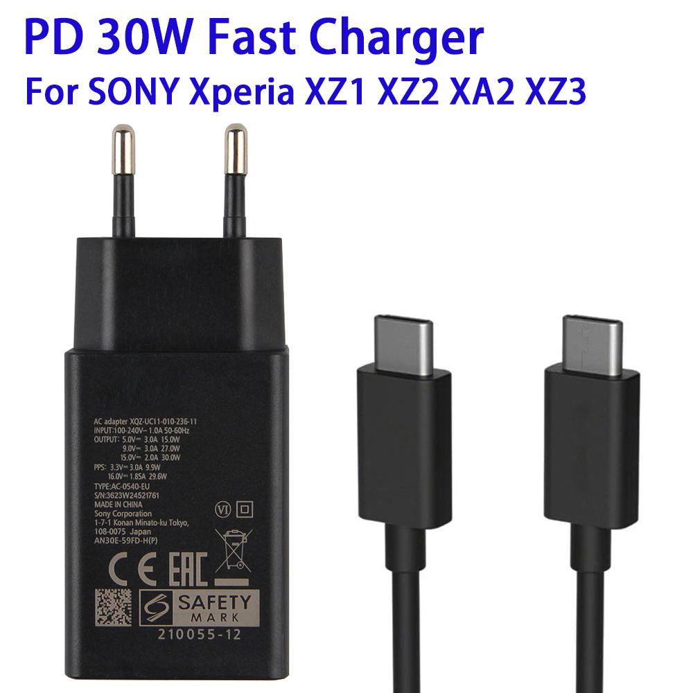 XQZ-UC1 30W PD Fast Charger UCB24 Dual Type-C Cable For Sony Xperia 1 IV Xperia 5 IV Xperia PRO-I Xperia 1 III Xperia 5 III