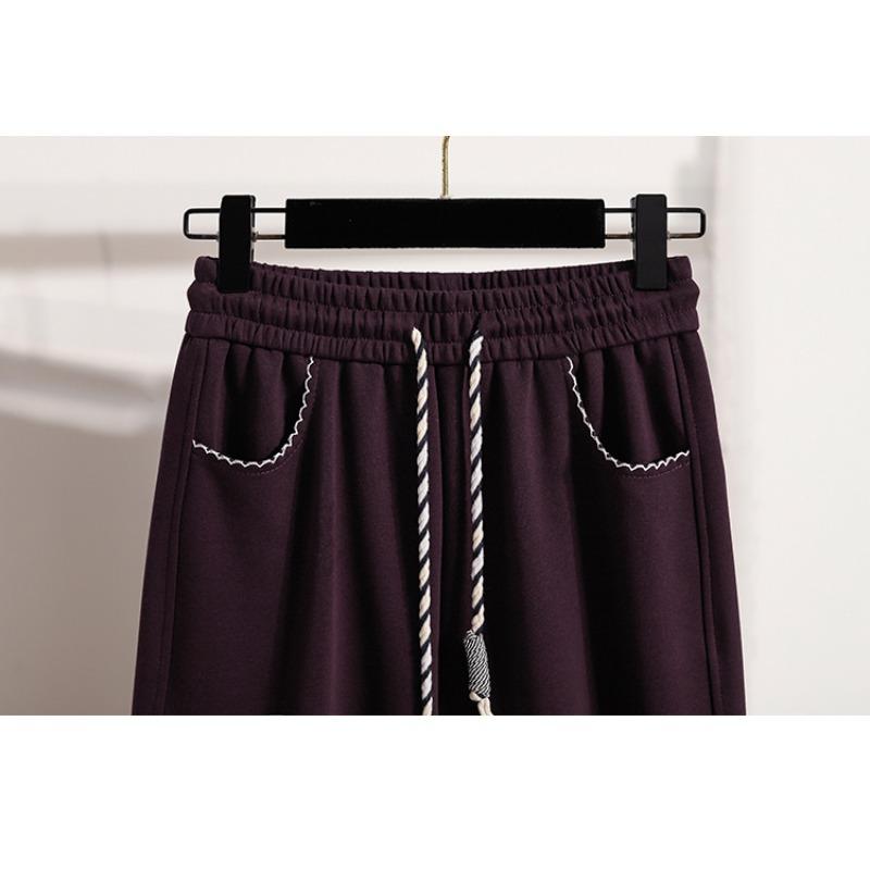 Dimanaf 2025 Plus Size Pants Spring Belt Women Solid Harem Elastic Waist Casual Loose Pants New