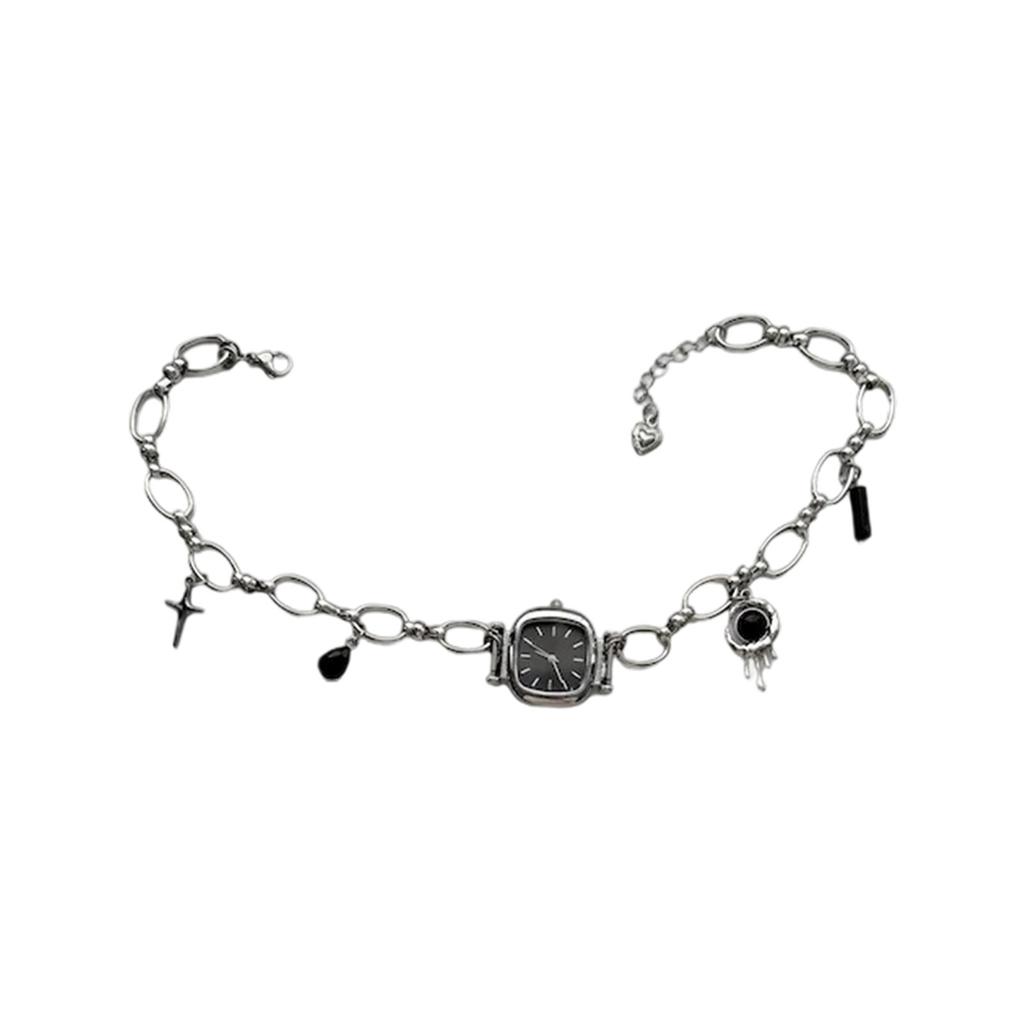 Artistic Heavy Duty Unisex Watch Pendant Necklace Alloy Construction Clavicle Chain Vintage Style Neckwear Jewelry