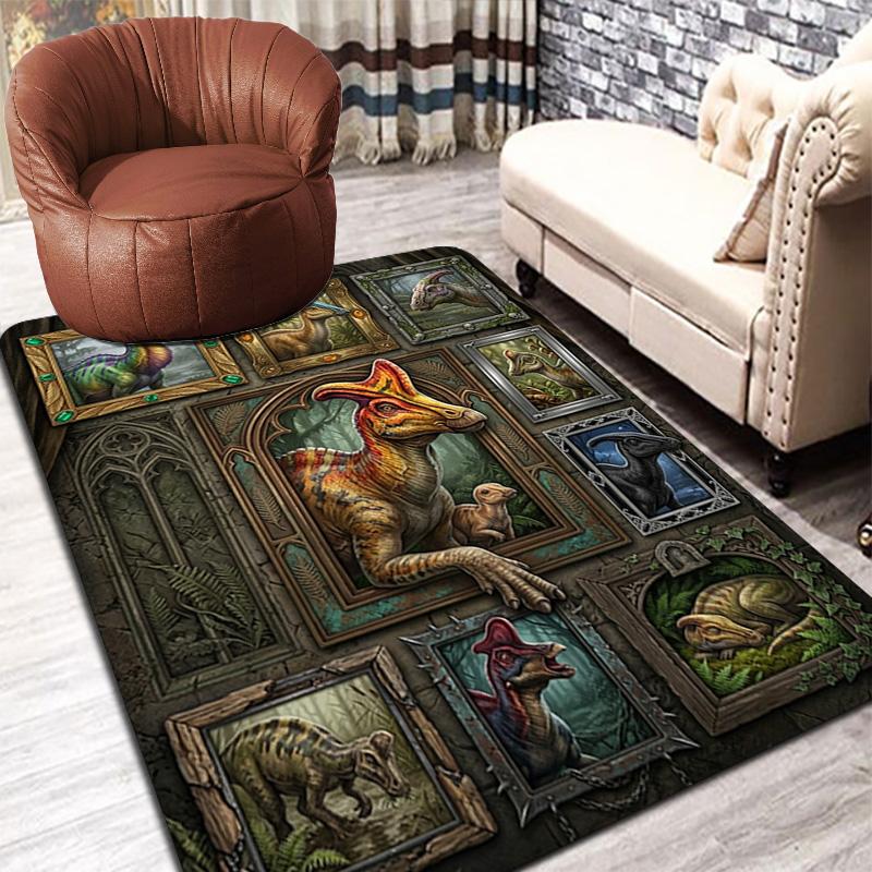 Prehistoric Dinosaurs Pattern Rug Floor Mat for Living Room or Bedroom Soft and Comfortable Carpet a Gift for Birthday and Holiday.
