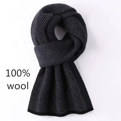 High-End100% Pure Wool Scarf For Winter Birthday Gift Men'S Knitted Thickened Warm Scarf 180*30Cm