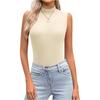 Canotta da Donna Senza Maniche Collo Alto Vestibilità Aderente Elasticizzata Base Casual Canotta Senza Maniche Elasticizzata Aderente Maglia a Collo Alto da Donna