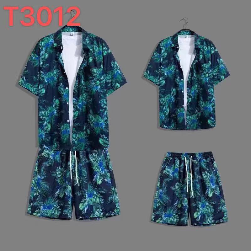 Hawaiian Floral Beach Set: Men's Loose-Fit Plus Size Short Sleeve Shirt & Casual Shorts