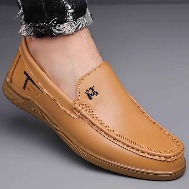 

Модная весенне-осенняя мужская обувь для вождения из коровьей кожи, модные британские мужские лоферы на мягкой подошве, дизайнерская однотонная деловая обувь для мужчин 38
