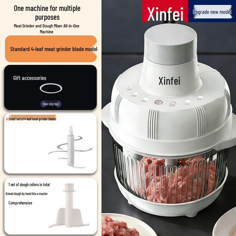 

Xinfei Automatic Dough and Meat Mixer: Large Capacity for Kneading, Grinding, and Chopping.