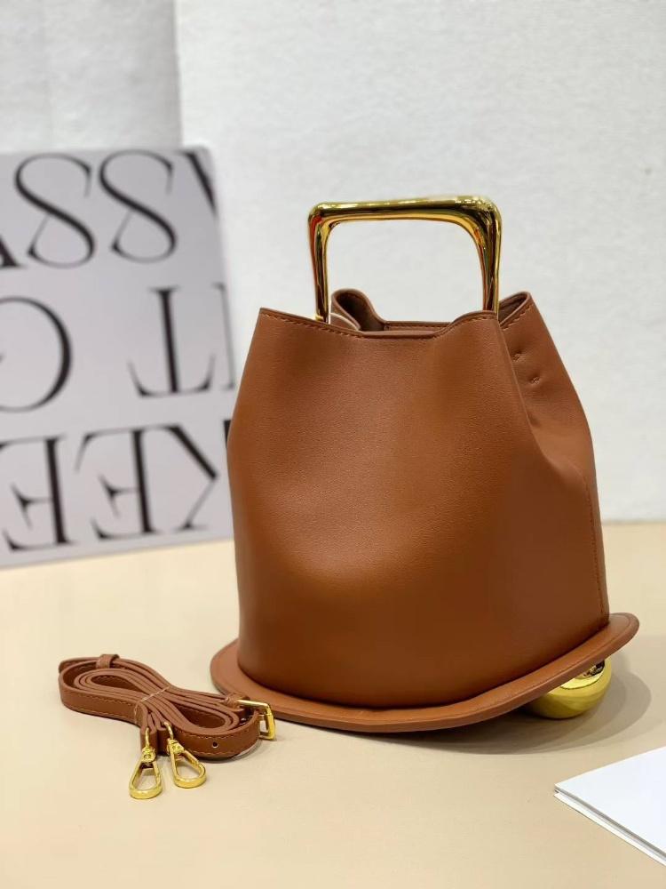 

Stylish Irregular Bucket Tote Bag For Women High-end Metal Handle PU Leather Shoulder Crossbody Bags Female Wedding Purse Clutch