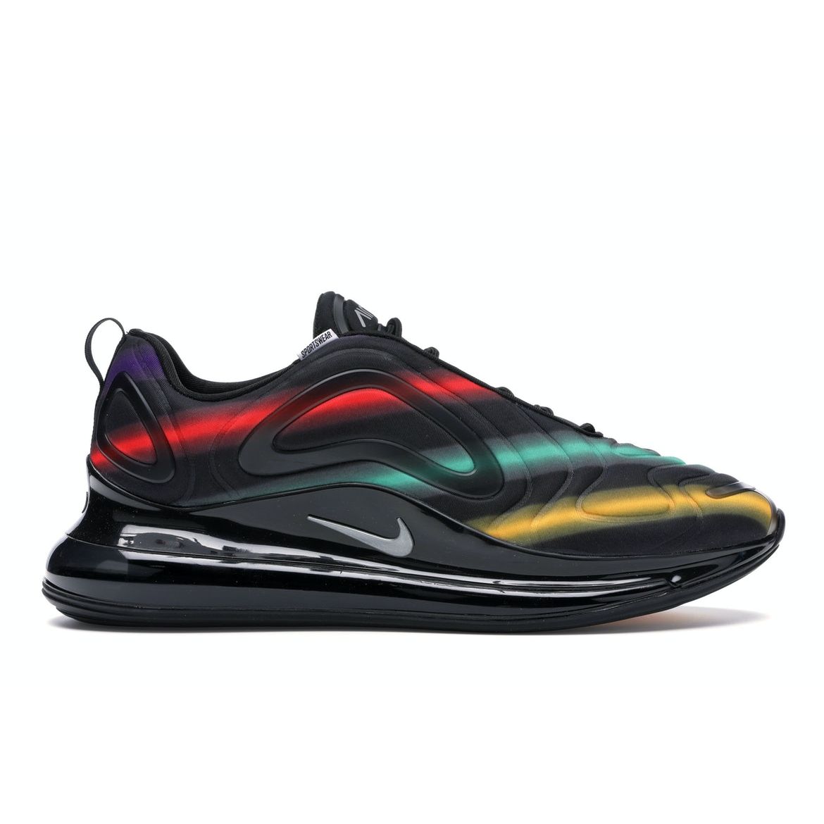 

Мужские кроссовки Nike Air Max 720 Color Streaks разноцветные черный металлик-серебристый AO2924-023