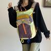 Schulrucksack Kontrastfarbe Amerikanischer Retro Outdoor Wanderrucksack Damen Große Kapazität Reise Wandertasche Multifunktional Fitness Radfahren Tasche