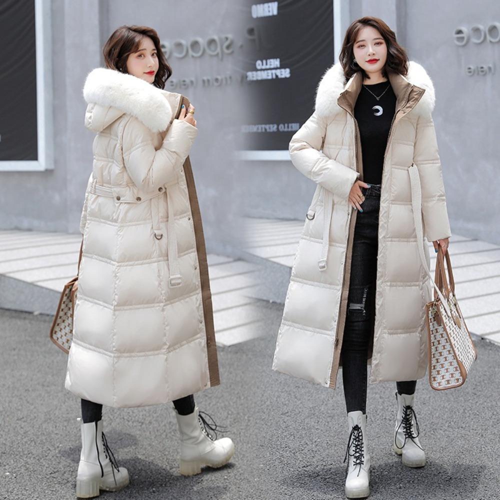 Autumn and winter new big fur collar medium and long slim and thin down cotton clothes women's coat