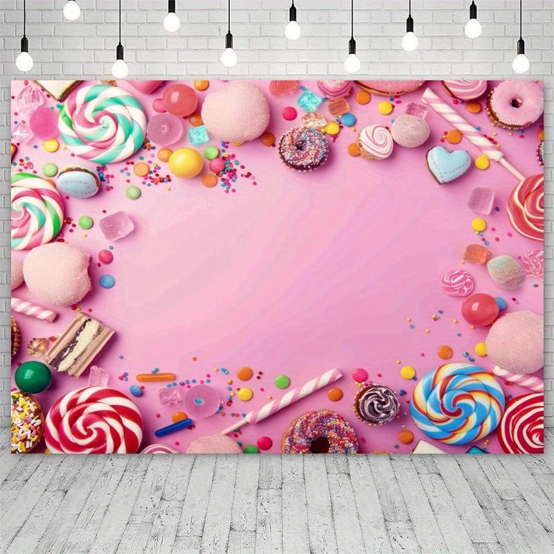 A sweet background banner - candy and donut themed party decoration, suitable for birthdays and tailgate parties