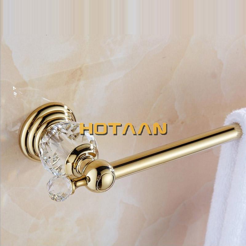 60cm Bathroom Single Towel Bar Towel Rack Towel Holder Solid Stainless Steel  Golden  Crystal Decoration Bathroom Accessories