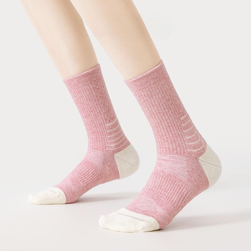 Women's Head Sports Socks, Color-blocking Mid-calf Socks, Towel Bottom Sweat-absorbing and Odor-proof Socks, Boneless Corset, Yoga and Running Socks